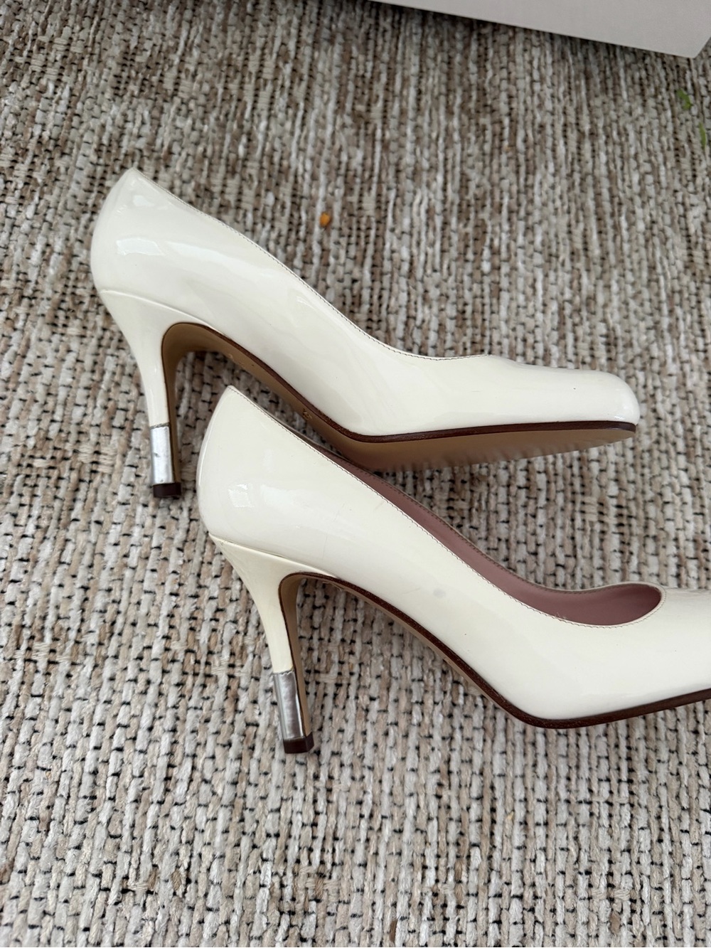 kate spade Cream Patent Leather Round-Toe Pumps with Pink Insole - Picture 2 of 6